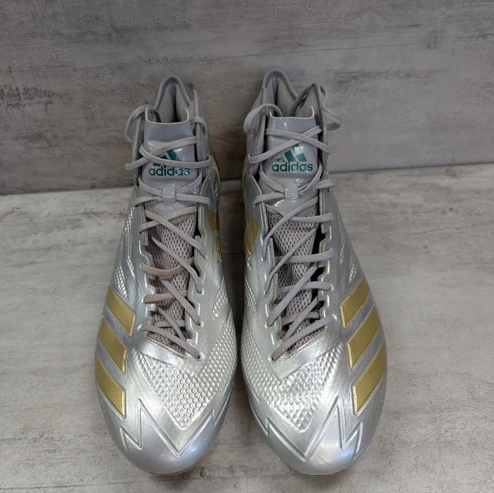 Adidas Adizero Impact American Football Cleats Silver Gold Men's Size 15